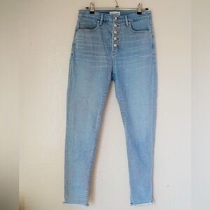 LOFT Button Front High Rise Skinny Jeans in Light Wash
